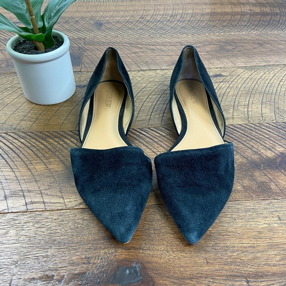 J. CREW 9 Zoe d’Orsay Suede Black Flats pointed toe - Picture 2 of 6